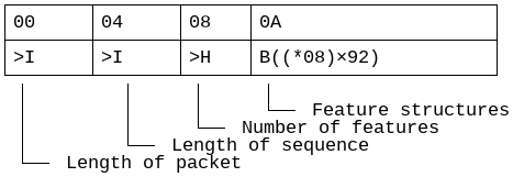 Structure of the Gck features packet