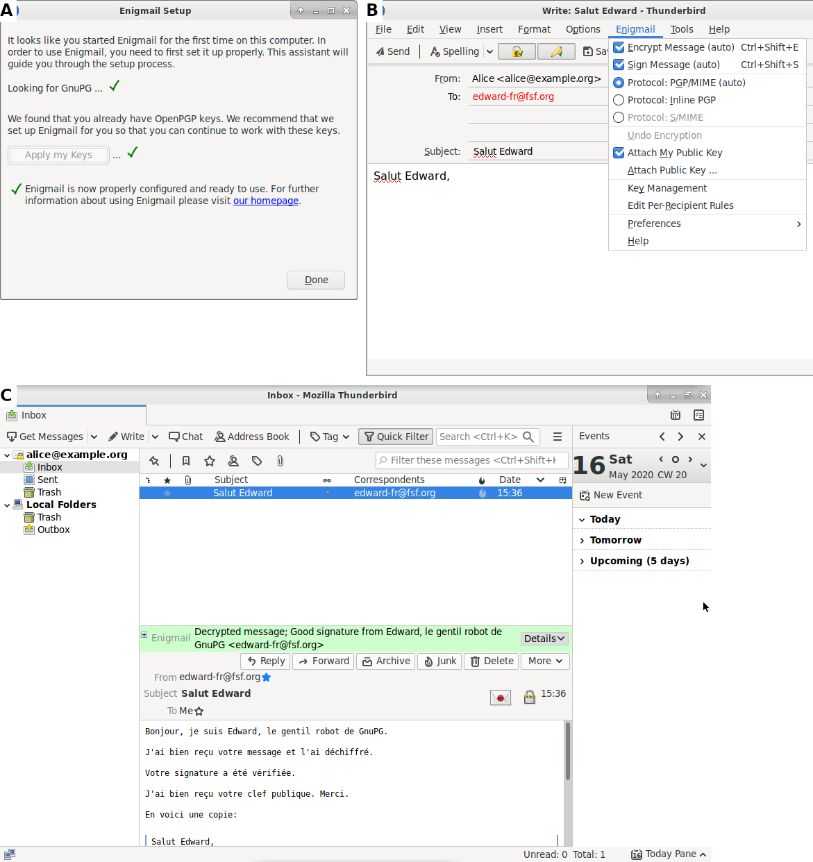 Utilisation d’Enigmail dans Thunderbird